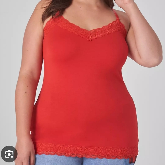 Fashion Bug Salmon Colored With Lace Trim Tank Top 4x - Picture 1 of 10